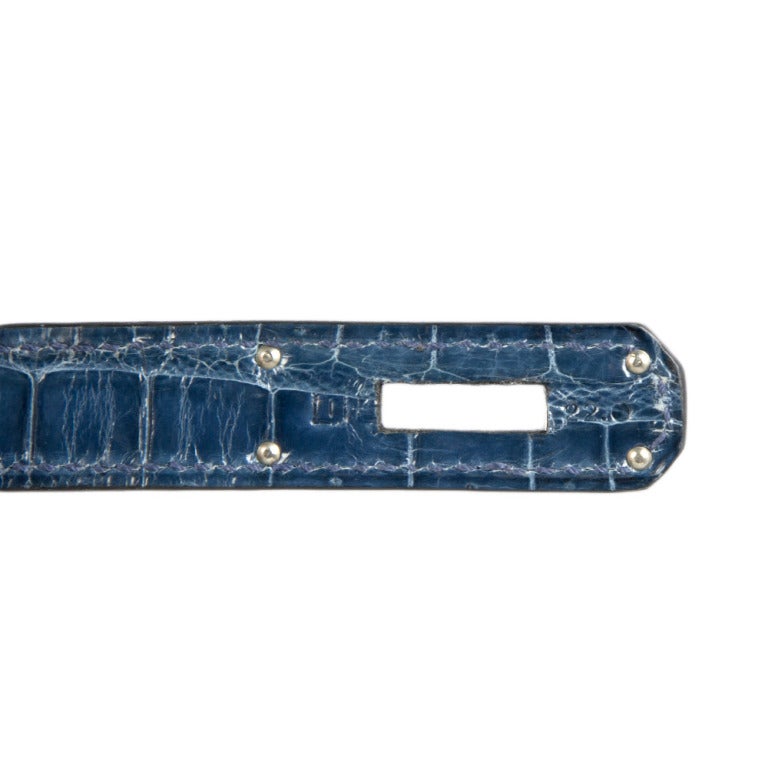 Women's Hermes 35cm Blue Roi Crocodile Birkin Bag
