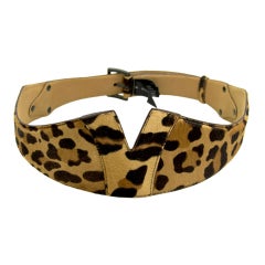 Alaia Calf Hair Leopard Print Belt