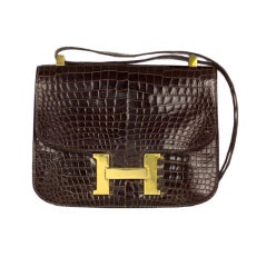 Hermes 1971 Crocodile Cognac Constance