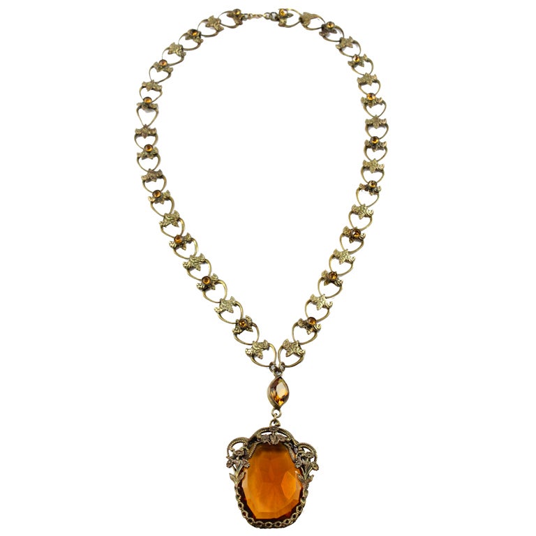 1930's Czech Brown Necklace For Sale