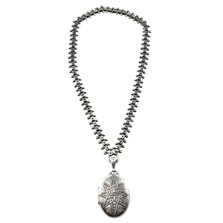 Victorian Book Chain with Locket For Sale