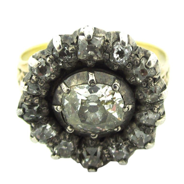 Late Georgian Period Old Mine Cut Diamond Cluster Ring