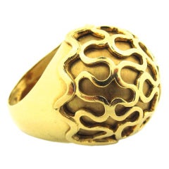 Unusual French Gold Dome Cocktail Ring