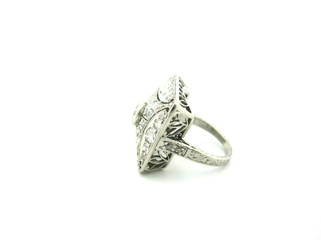 Women's Art Deco Platinum & Diamond Square Cluster Ring