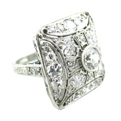 Art Deco Platinum & Diamond Square Cluster Ring