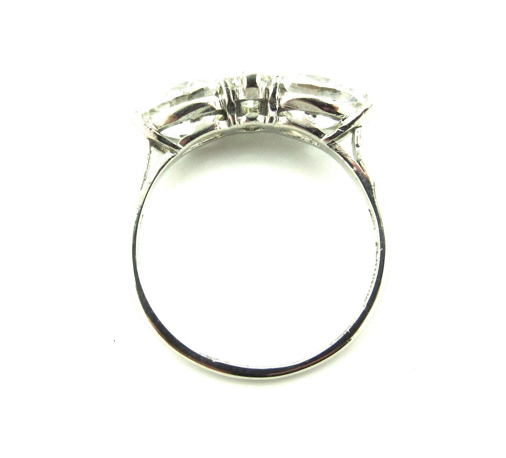 Women's Unique Art Deco Diamond Platinum Three-Stone Engagement Ring