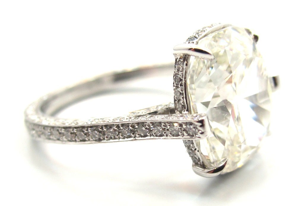 Exquisite GIA 4.11 Ct Cushion Cut Diamond Engagement Ring at 1stDibs