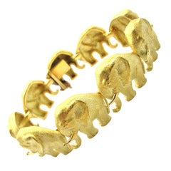 Bulgari Rare Yellow Gold Elephant Motif Bracelet