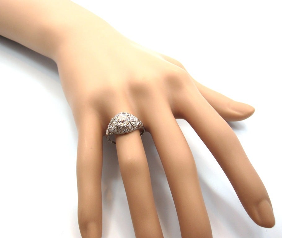 Intricately Pierced Edwardian Era Old Mine Cut Engagement Ring 2