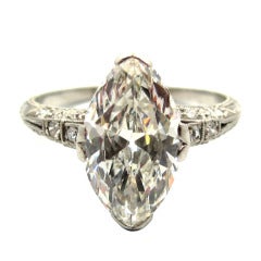 Elegant and Unique Edwardian Era 2.43 Carat Antique Marquise Cut Engagement Ring