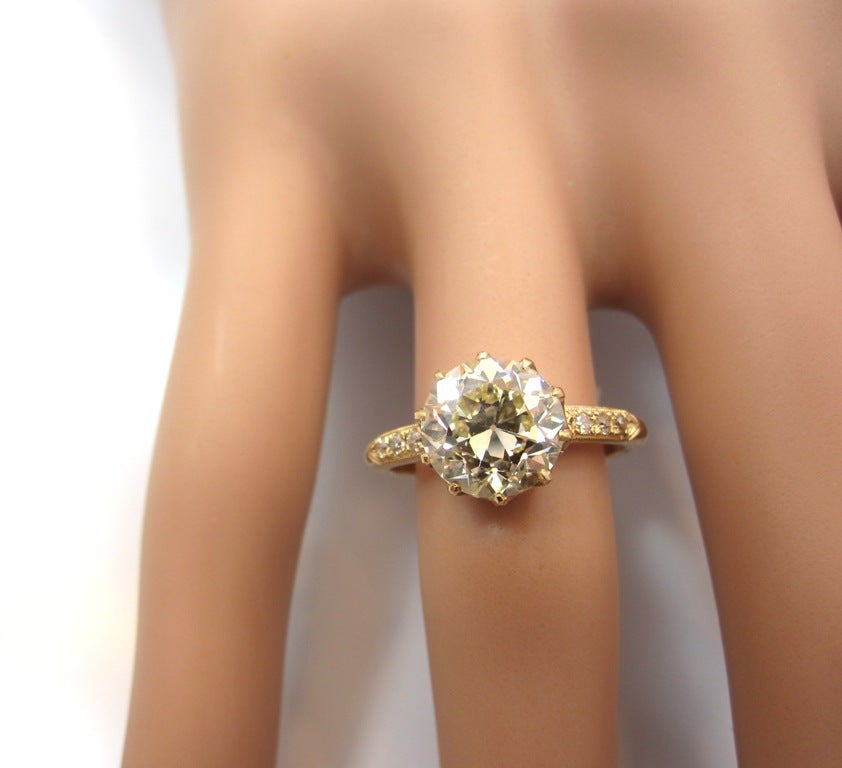 Women's Timeless Edwardian 2.73 CT Old European Cut Diamond Yellow Gold Engagement Ring