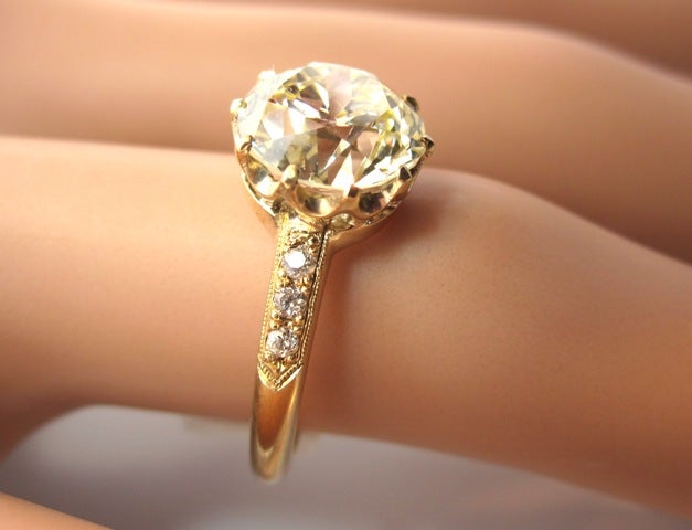 Timeless Edwardian 2.73 CT Old European Cut Diamond Yellow Gold Engagement Ring 1