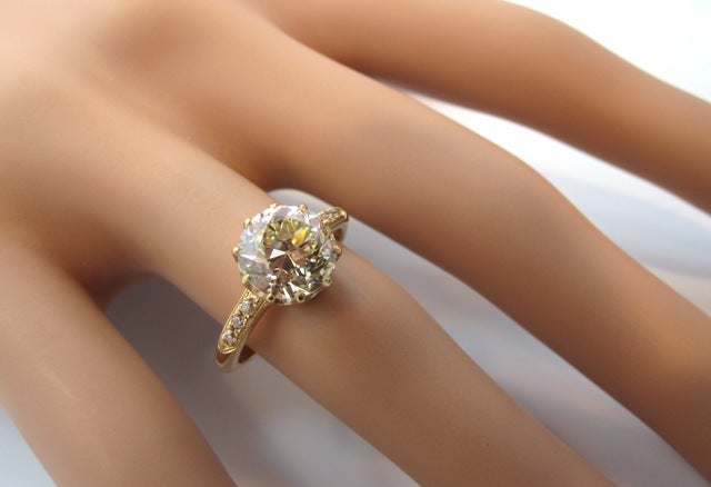 Timeless Edwardian 2.73 CT Old European Cut Diamond Yellow Gold Engagement Ring 2