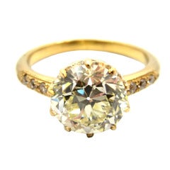 Timeless Edwardian 2.73 CT Old European Cut Diamond Yellow Gold Engagement Ring