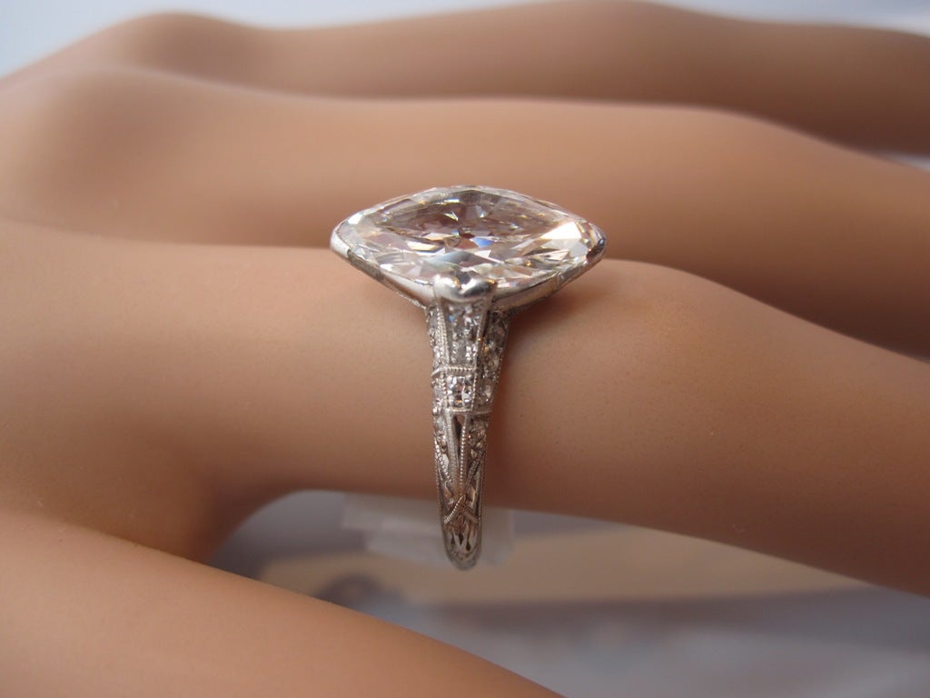 Women's Elegant and Unique Edwardian Era 2.43 Carat Antique Marquise Cut Engagement Ring