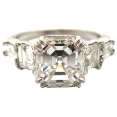Antique Art Deco Era Platinum and 1.90 Carat Ascher Cut Diamond Engagement Ring