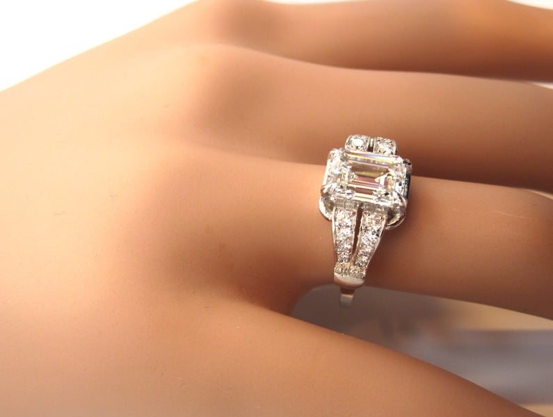 Timeless Art Deco 2.05 Carat Emerald Cut Diamond Platinum Engagement Ring 1