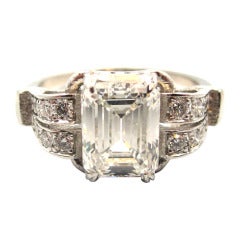 Timeless Art Deco 2.05 Carat Emerald Cut Diamond Platinum Engagement Ring