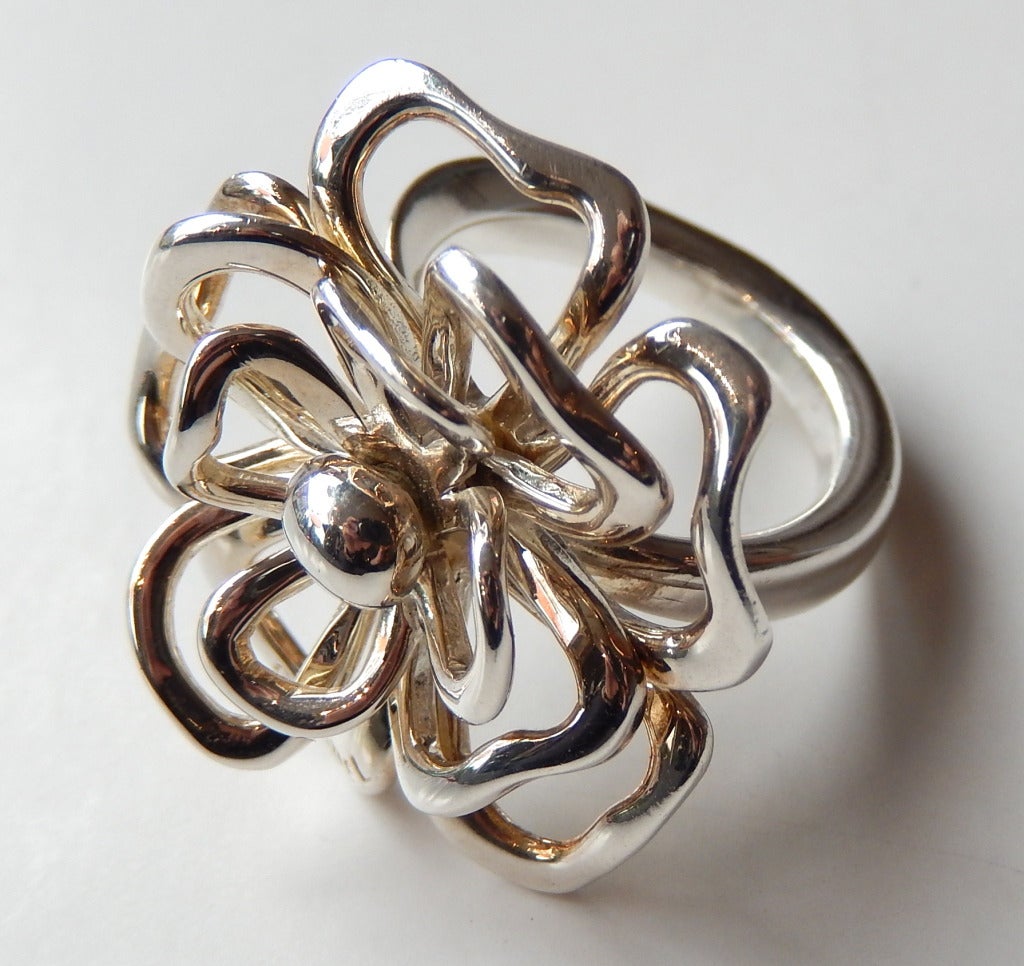 Chanel Camelia Ring in Sterling Silver