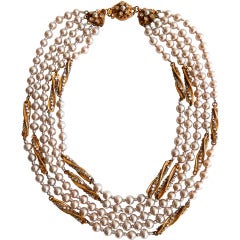 Miriam Haskell Five-Strand Pearl Necklace