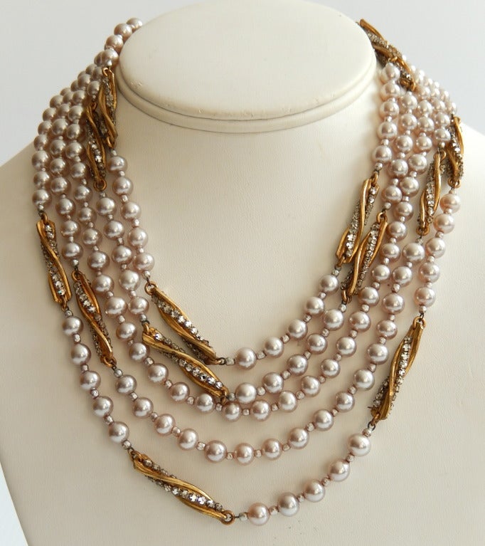 Women's Miriam Haskell Five-Strand Pearl Necklace