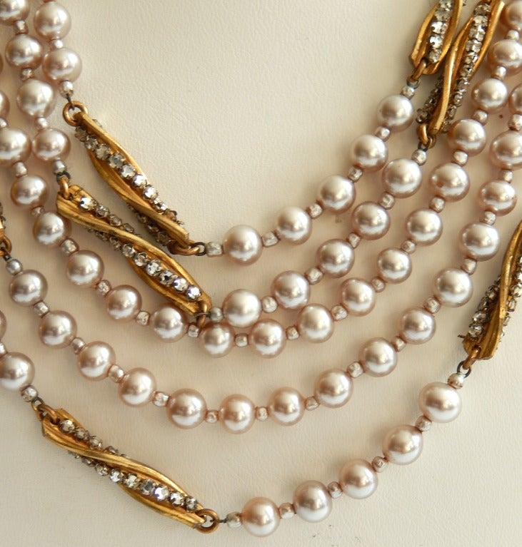 Miriam Haskell Five-Strand Pearl Necklace 1