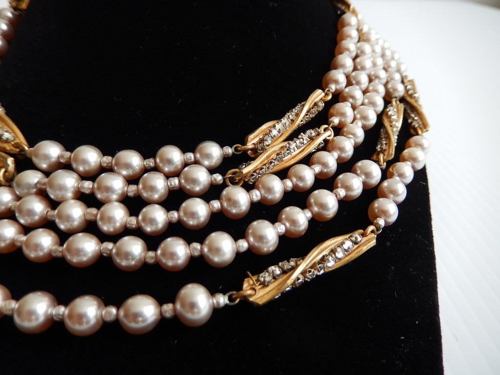 Miriam Haskell Five-Strand Pearl Necklace 3