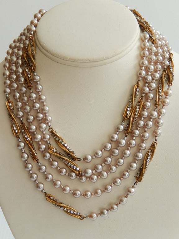 Miriam Haskell Five-Strand Pearl Necklace 5