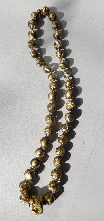 Donatella Pellini Gold Resin Bead Necklace In Good Condition In Winnetka, IL