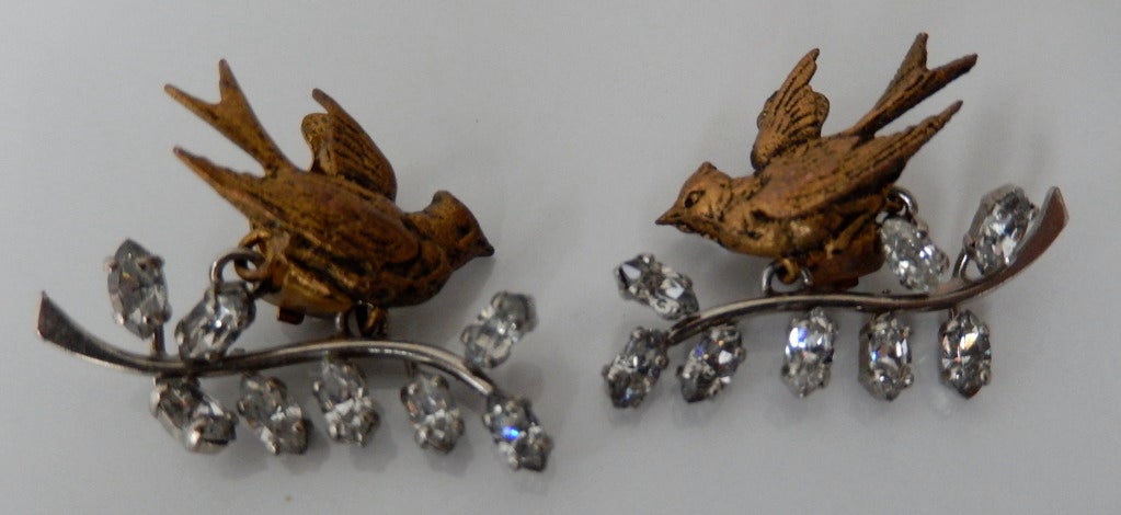 1950s Rare Christian Dior Brooch and Earrings In Excellent Condition In Winnetka, IL