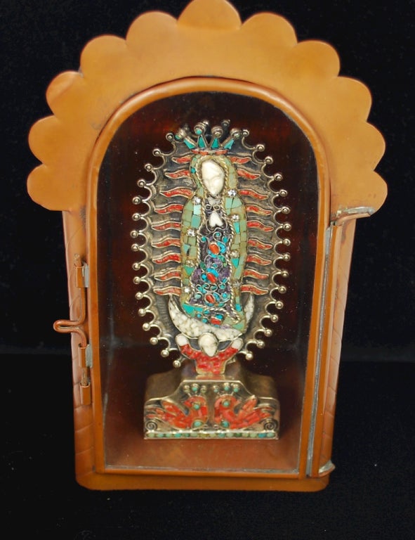 MATL Mexican iSilver Guadalupe Madonna w Copper Aguilar Shrine 3