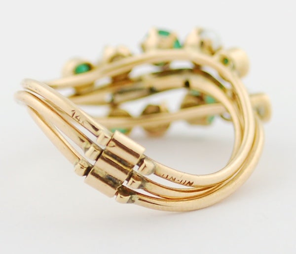 Nini Designer Emerald, Pearl and Diamond Ring