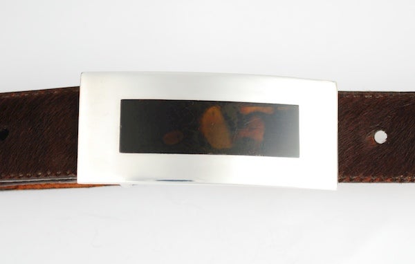 ANTONIO PINEDA Silver Modernist Belt Buckle For Sale 1