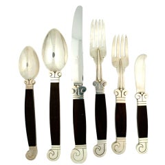 Sterling and Rosewood Mexican Flatware Set-Service 36 Pieces