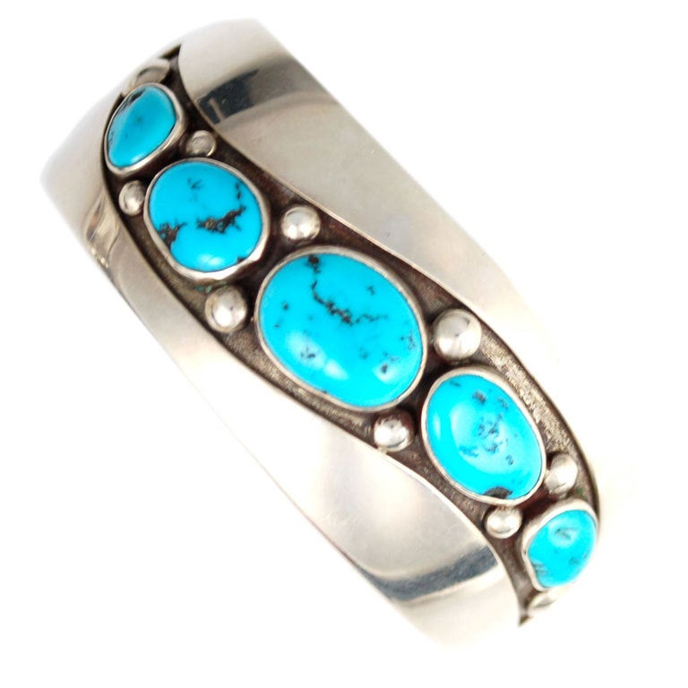 FRANK PATANIA Sr. Turquoise Cuff Bracelet For Sale