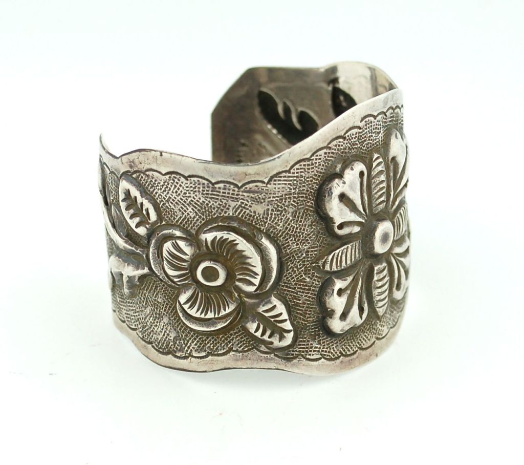 Antique Repousse Sterling CUFF Bracelet