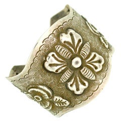 Antique Repousse Sterling CUFF Bracelet