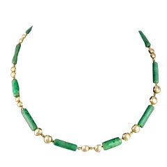Mayan Imperial Jade and Gold Necklace