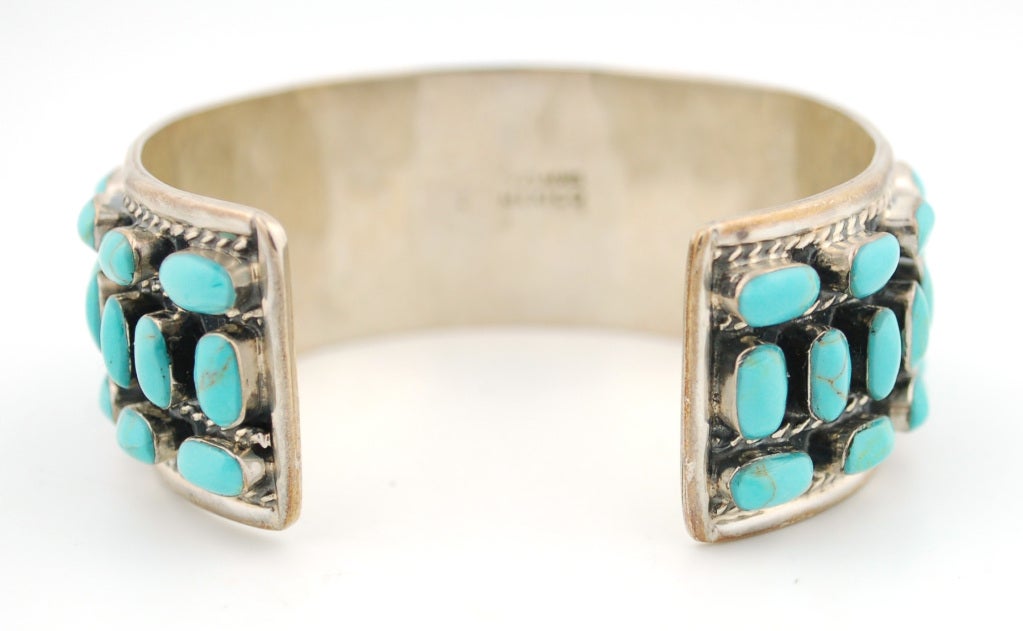 Women's or Men's MId Century Turquoise Cuff Bracelet For Sale