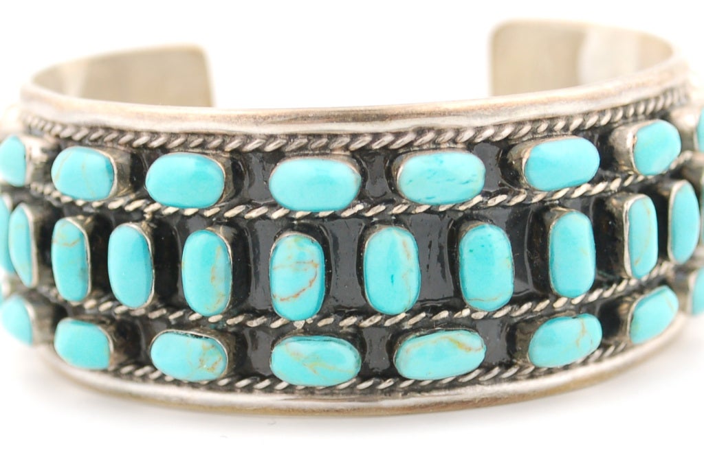 MId Century Turquoise Cuff Bracelet For Sale 1