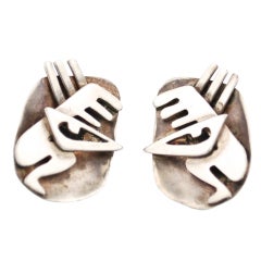 Salvador Teran Mexican Sterling Modernist Earrings