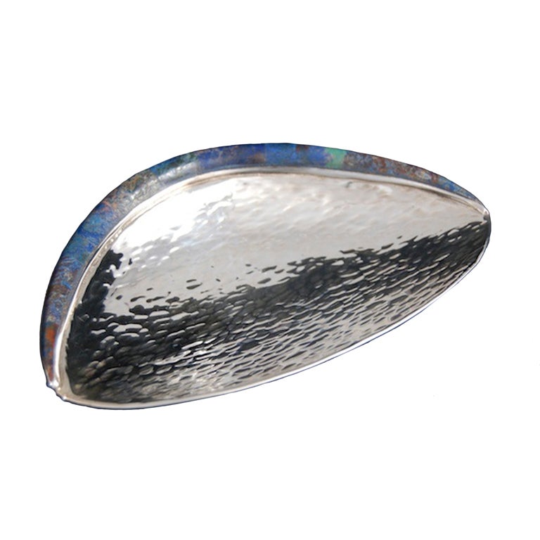 Los Castillo Taxco Nut Dish Inlay Azurite For Sale