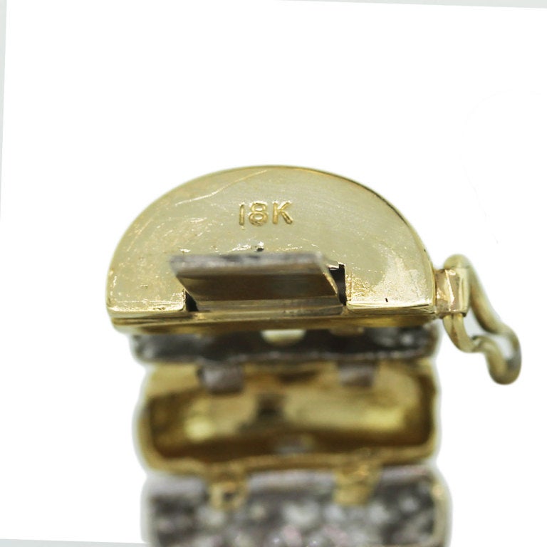 Diamond Pave Textured Yellow Gold Bracelet 2