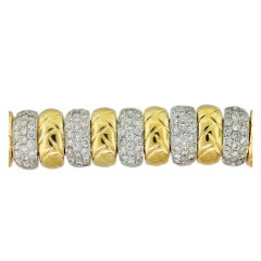 Diamond Pave Textured Yellow Gold Bracelet