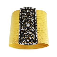 Y. AKDIN Yellow Gold Woven Bracelet Diamond Clasp 12