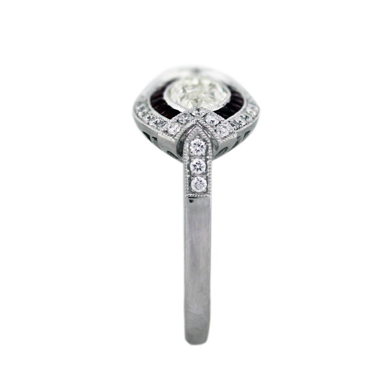 Women's 1.01 Carat Marquise Cut Diamond Platinum Ruby Engagement Ring