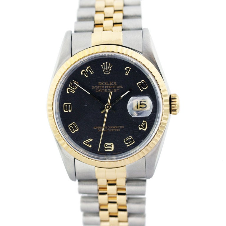 Rolex Stainless Steel and Yellow Gold Datejust Wristwatch Ref 16233