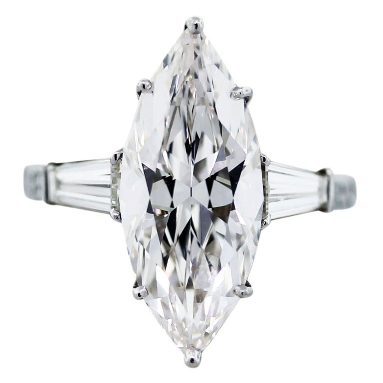 4.54 Carat Marquise Cut Diamond Platinum Engagement Ring