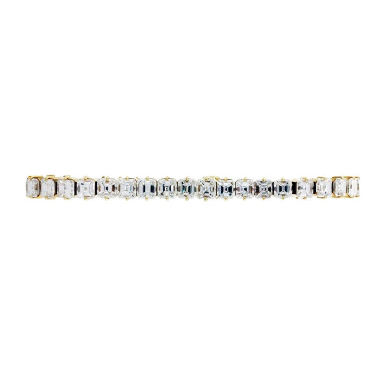 This Yellow Gold and Diamond Tennis Bracelet is 3/16