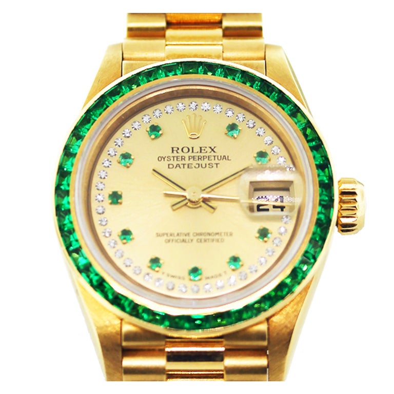 ROLEX Datejust Ref. 69108 Gold Diamond Emerald Watch